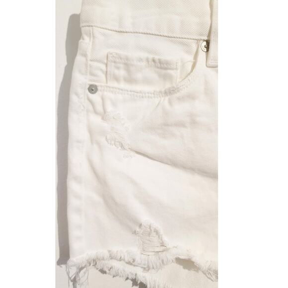 BlankNYC Button Fly Distressed High Rise Cut-Off Shorts White 29 - Picture 9 of 11